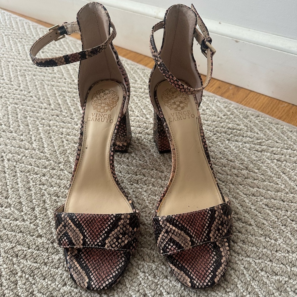 Pink faux, snake skin heels by Vince Camuto